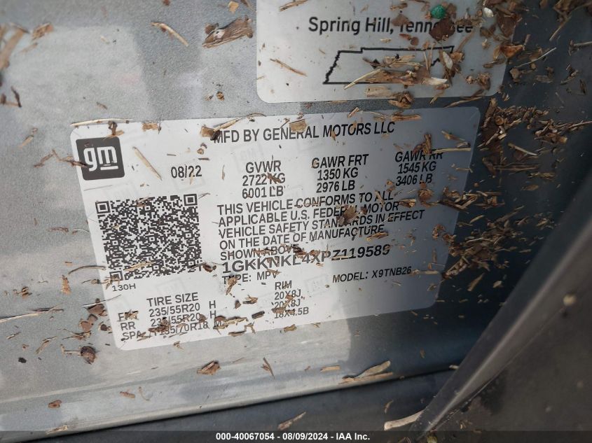 1GKKNKL4XPZ119589 2023 GMC Acadia Sle