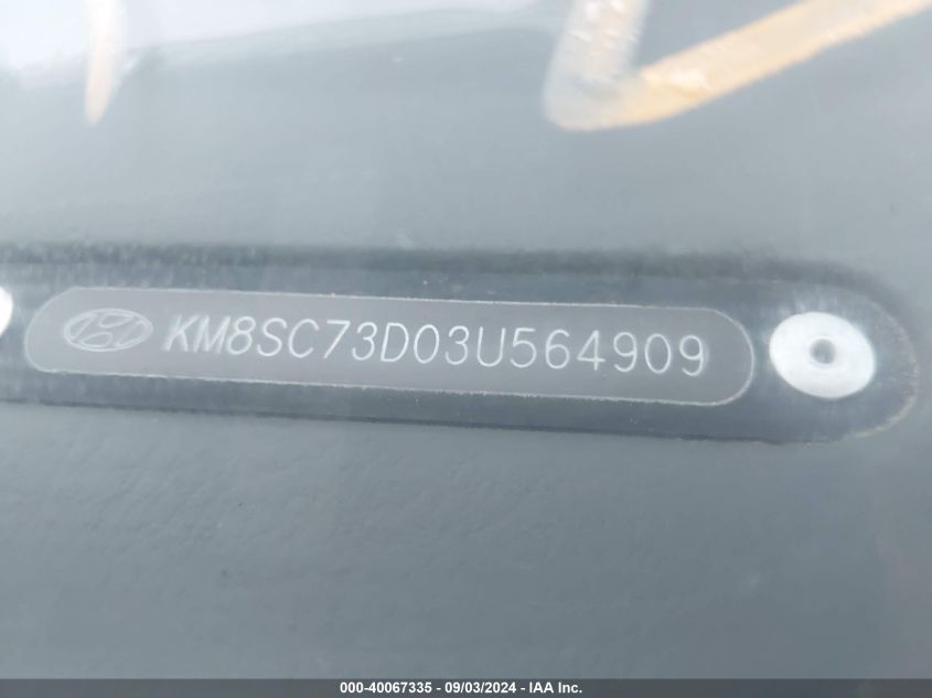 2003 Hyundai Santa Fe Gls/Lx VIN: KM8SC73D03U564909 Lot: 40067335