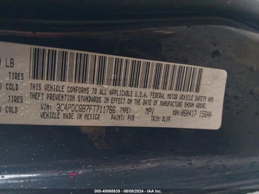 2015 Dodge Journey Crossroad VIN: 3C4PDCGB7FT711766 Lot: 40068639