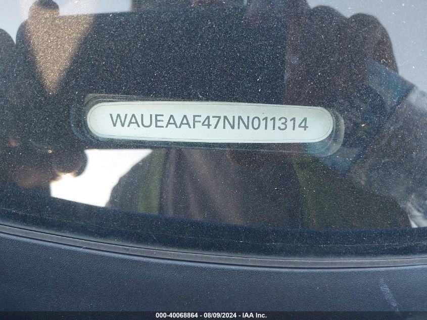 2022 Audi A4 Premium Plus 45 VIN: WAUEAAF47NN011314 Lot: 40068864