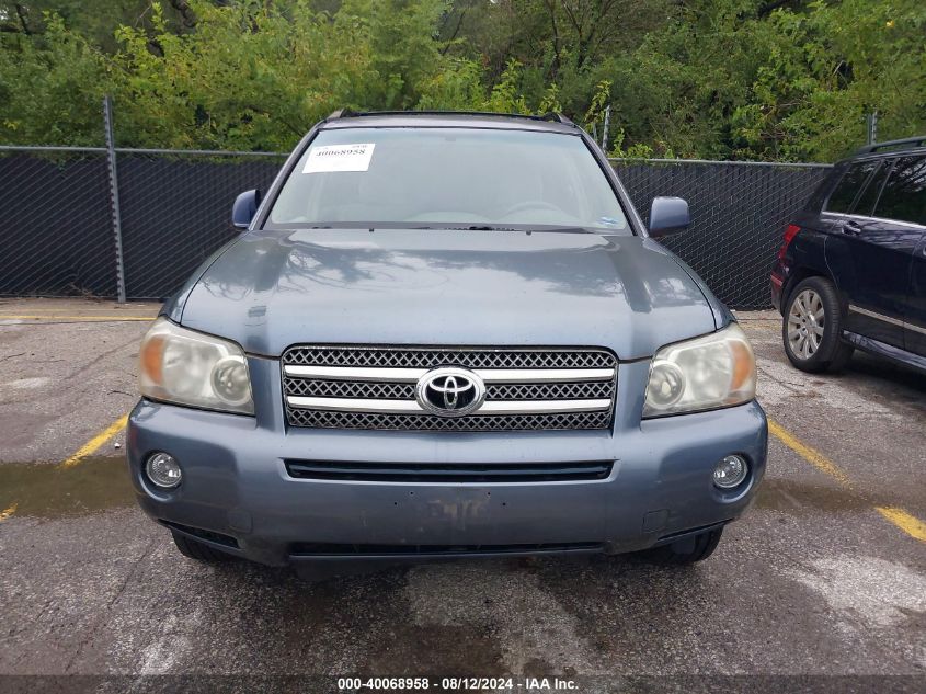 2006 Toyota Highlander Hybrid VIN: JTEDW21A660006845 Lot: 40068958