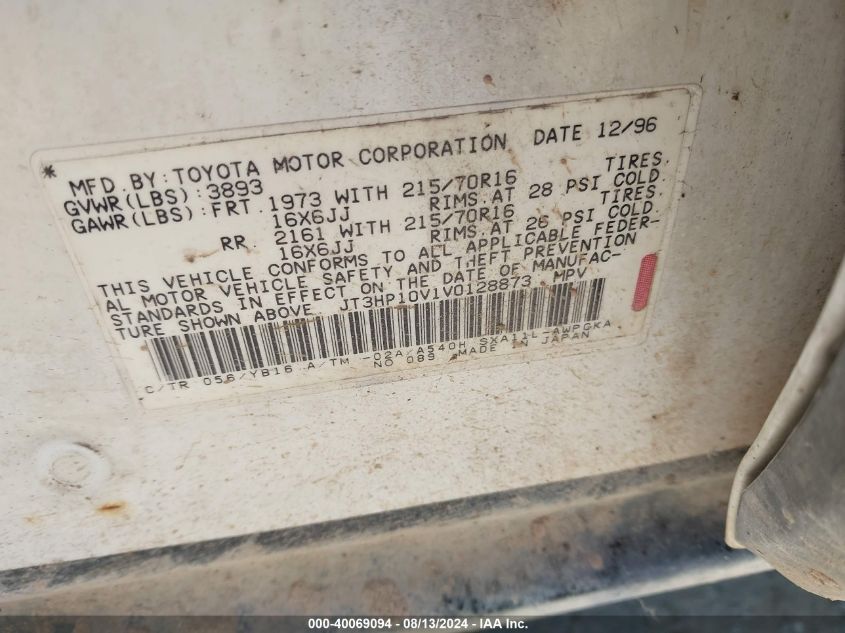 1997 Toyota Rav4 VIN: JT3HP10V1V0128873 Lot: 40069094