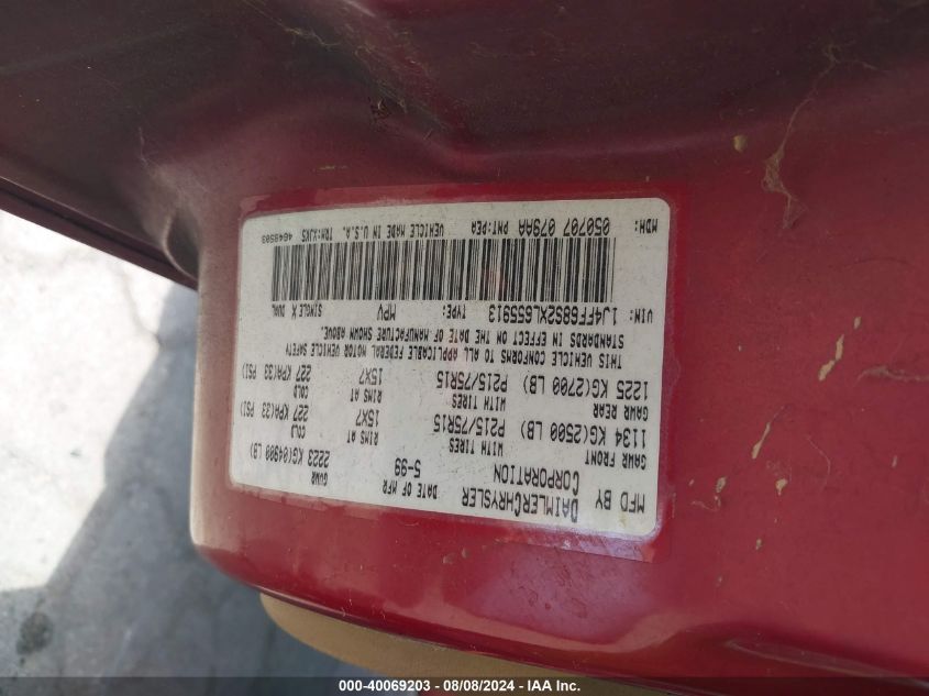 1999 Jeep Cherokee Classic/Sport VIN: 1J4FF68S2XL655913 Lot: 40069203