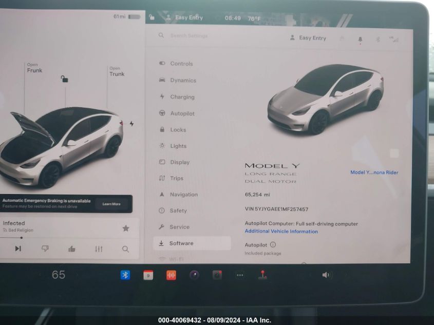 2021 Tesla Model Y VIN: 5YJYGAEE1MF257457 Lot: 40069432