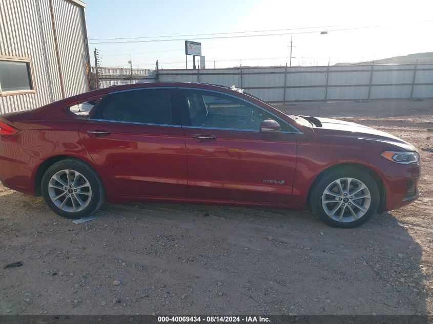 2019 Ford Fusion Hybrid Sel VIN: 3FA6P0MU6KR235952 Lot: 40069434