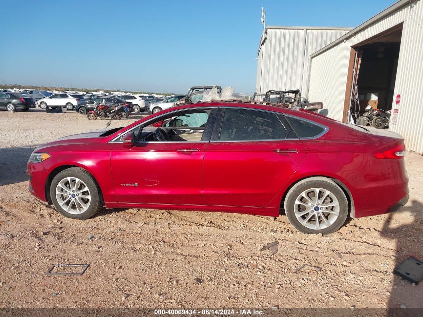 2019 Ford Fusion Hybrid Sel VIN: 3FA6P0MU6KR235952 Lot: 40069434