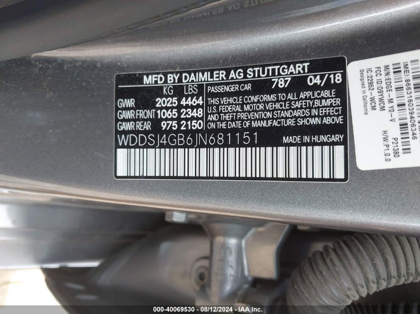 WDDSJ4GB6JN681151 2018 Mercedes-Benz Cla 250 4Matic