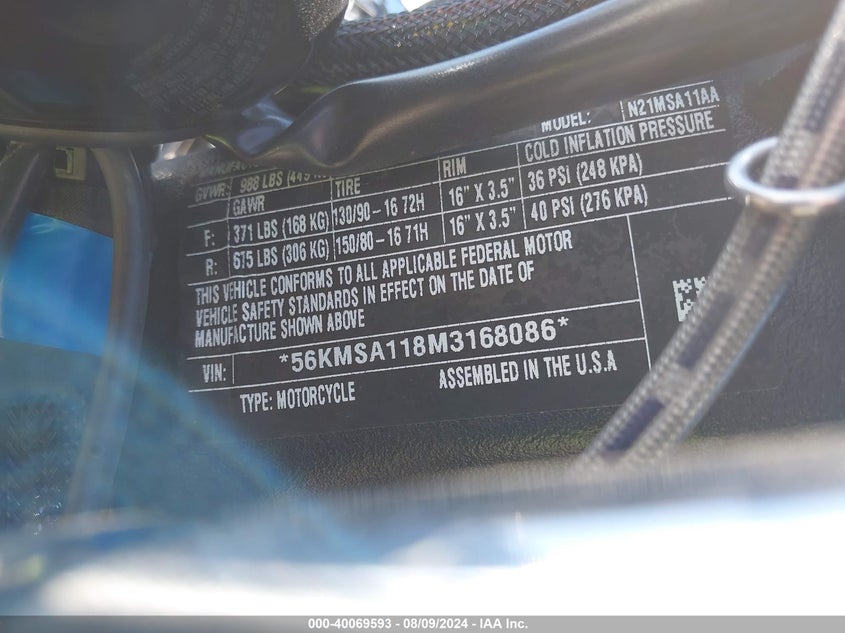 VIN 56KMSA118M3168086 2021 INDIAN MOTORCYCLE CO. SCOUT SIXTY ABS