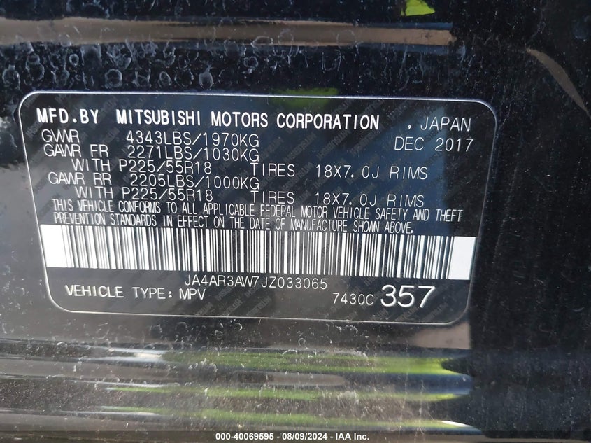 2018 MITSUBISHI OUTLANDER SPORT ES/SE - JA4AR3AW7JZ033065