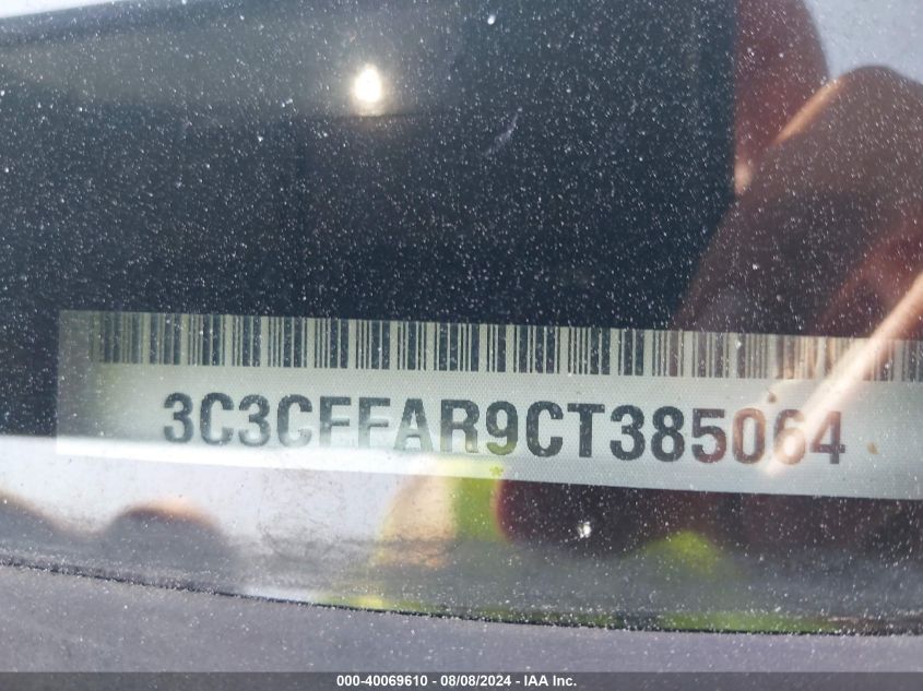 2012 Fiat 500 Pop VIN: 3C3CFFAR9CT385064 Lot: 40069610