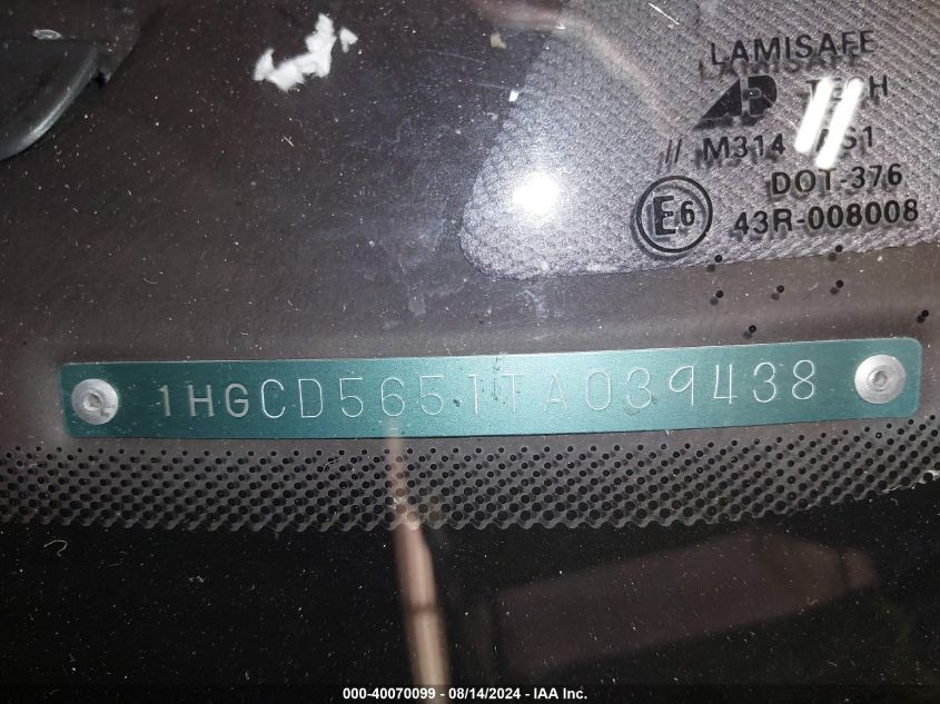 1996 Honda Accord Ex/Ex-R VIN: 1HGCD5651TA039438 Lot: 40070099