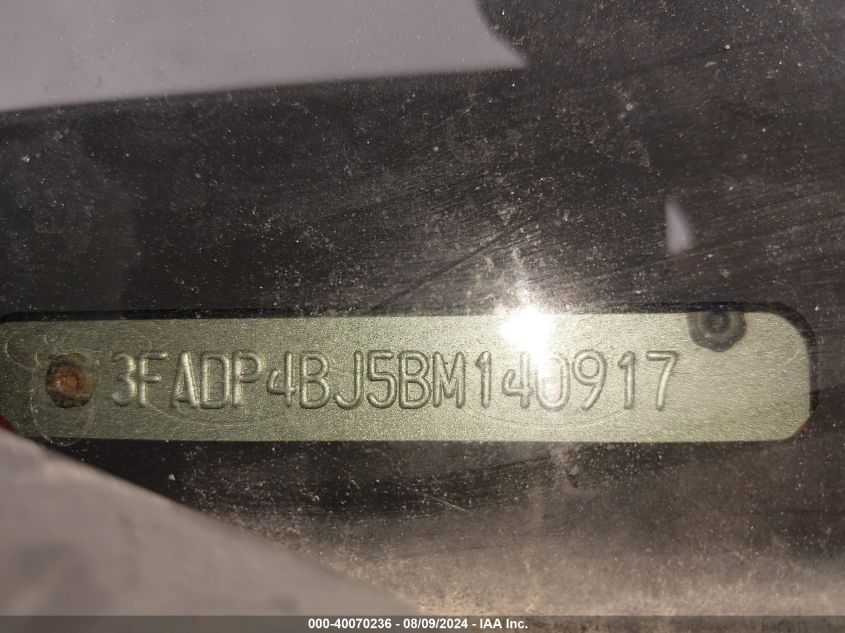 2011 Ford Fiesta Se VIN: 3FADP4BJ5BM140917 Lot: 40070236