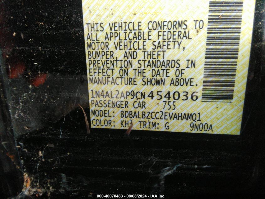 1N4AL2AP9CN454036 2012 Nissan Altima 2.5 S