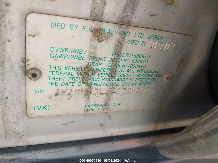 2004 Subaru Forester 2.5Xs VIN: JF1SG65684G724252 Lot: 40070830