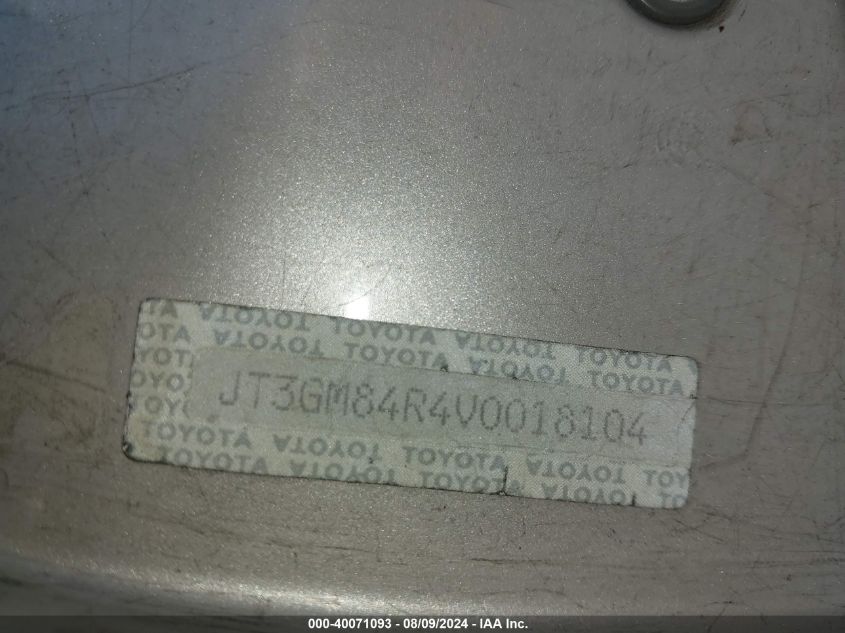 1997 Toyota 4Runner VIN: JT3GM84R4V0018104 Lot: 40071093