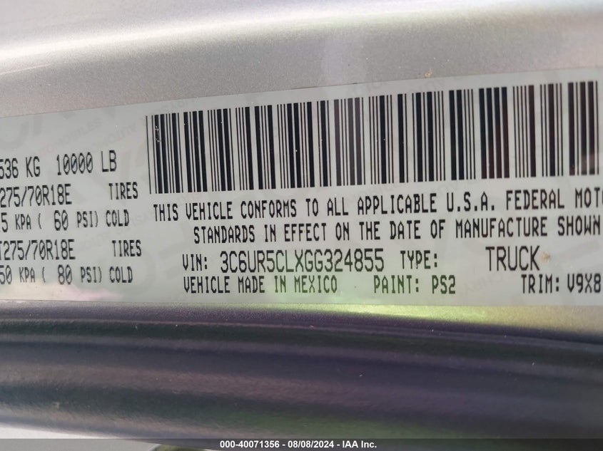 2016 RAM 2500 TRADESMAN - 3C6UR5CLXGG324855