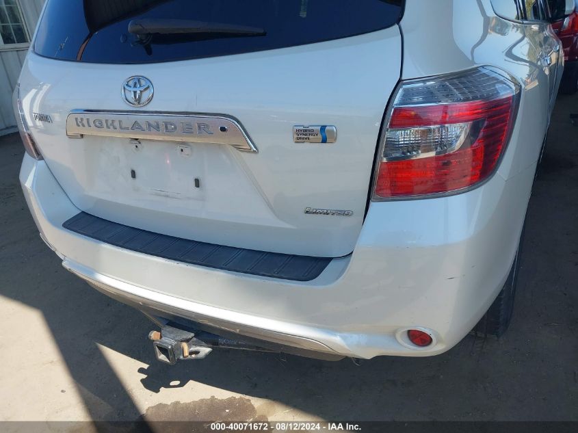 2008 Toyota Highlander Hybrid Limited VIN: JTEEW44A582022067 Lot: 40071672