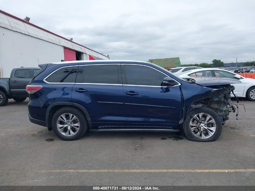 2014 Toyota Highlander Xle V6 VIN: 5TDJKRFH9ES056524 Lot: 40071731