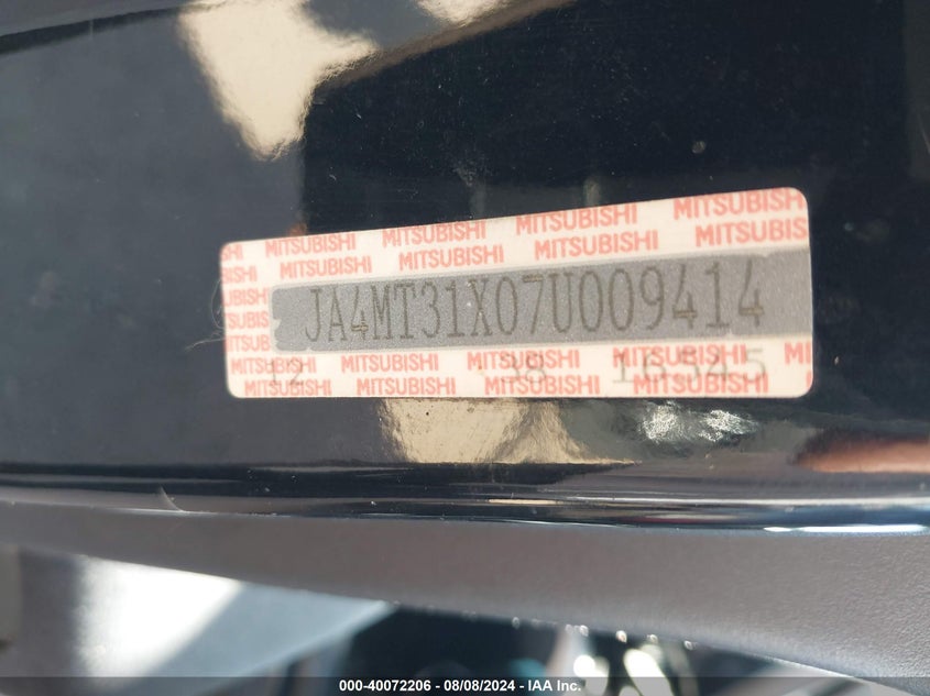 2007 Mitsubishi Outlander Ls VIN: JA4MT31X07U009414 Lot: 40072206