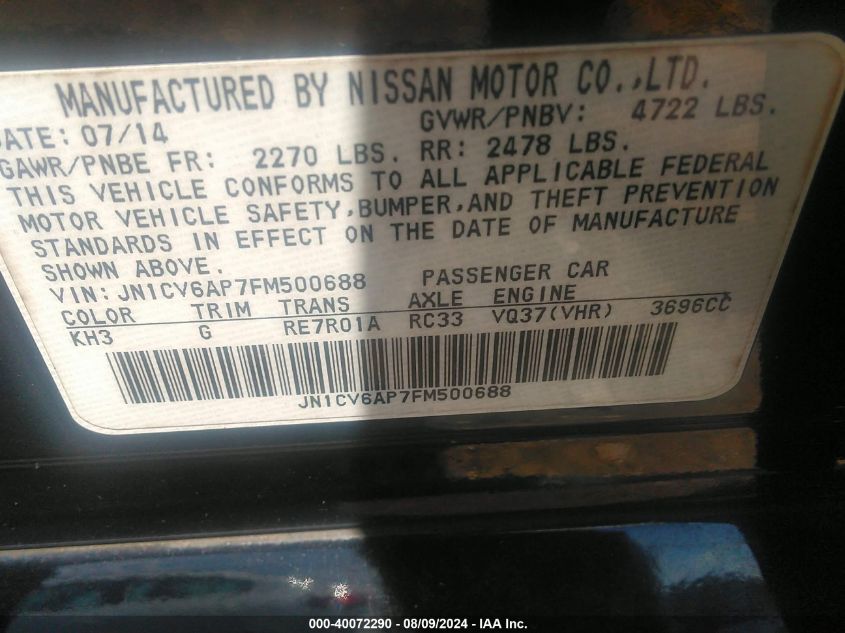 2015 INFINITI Q40 - JN1CV6AP7FM500688