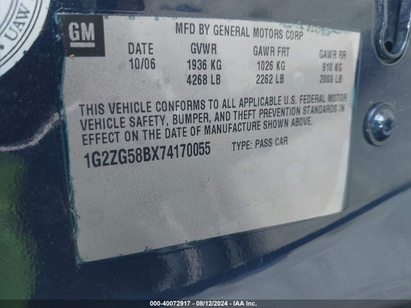 2009 Pontiac G6 VIN: 1G2ZG57B794214890 Lot: 40072917