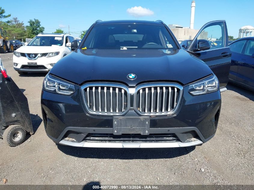 2022 BMW X3 xDrive30I VIN: 5UX53DP02N9J40515 Lot: 40072990