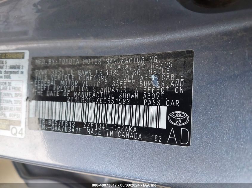 2T1LR30EX6C551583 2006 Toyota Matrix Xr