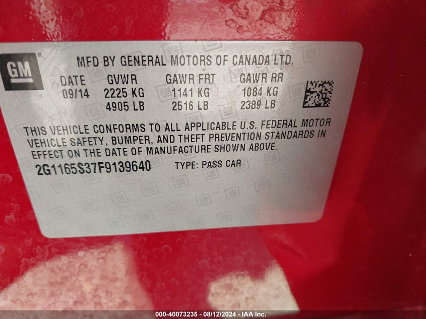 2015 CHEVROLET IMPALA LTZ - 2G1165S37F9139640