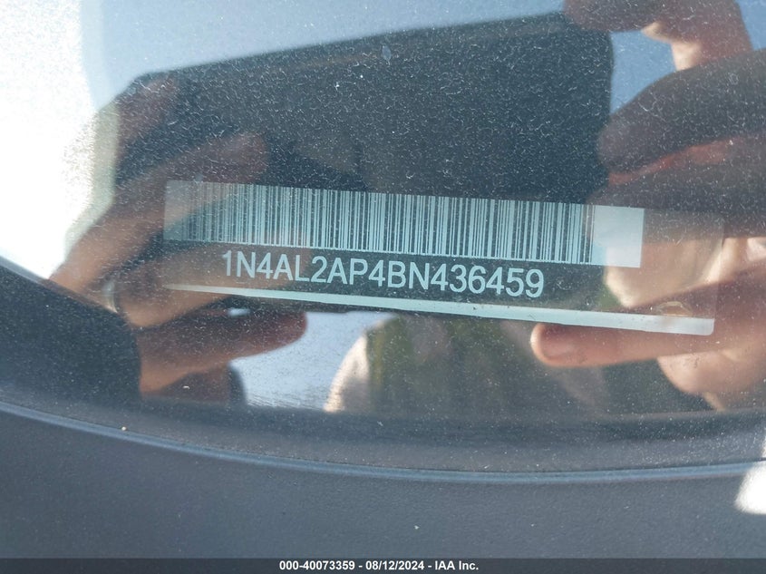 2011 Nissan Altima 2.5 S VIN: 1N4AL2AP4BN436459 Lot: 40073359