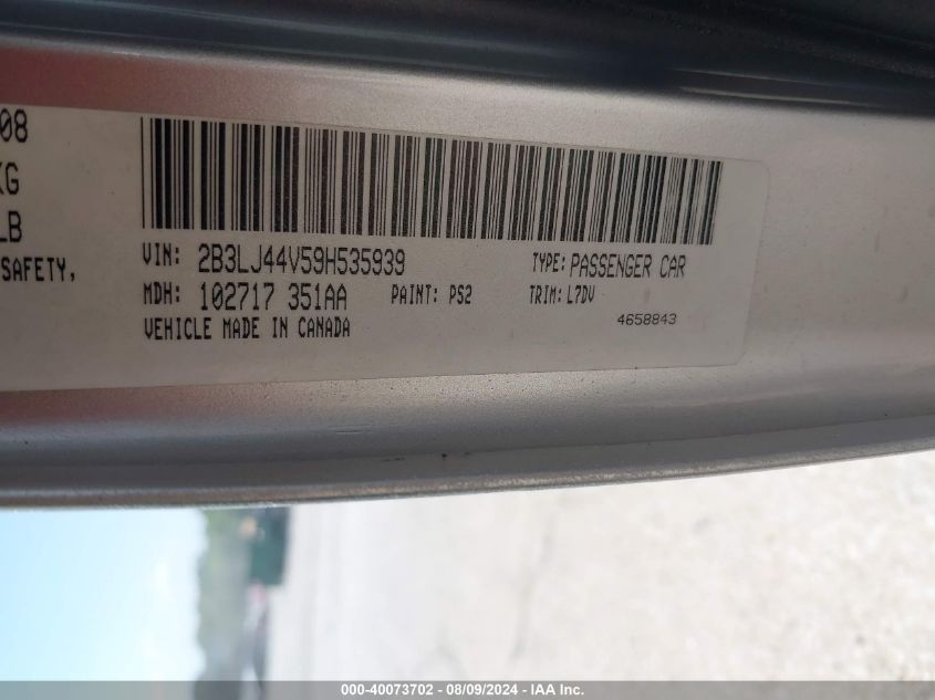 2009 Dodge Challenger Se VIN: 2B3LJ44V59H535939 Lot: 40073702