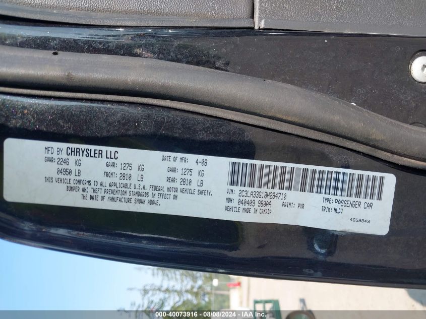 2008 Chrysler 300 Limited VIN: 2C3LA33G18H284710 Lot: 40073916