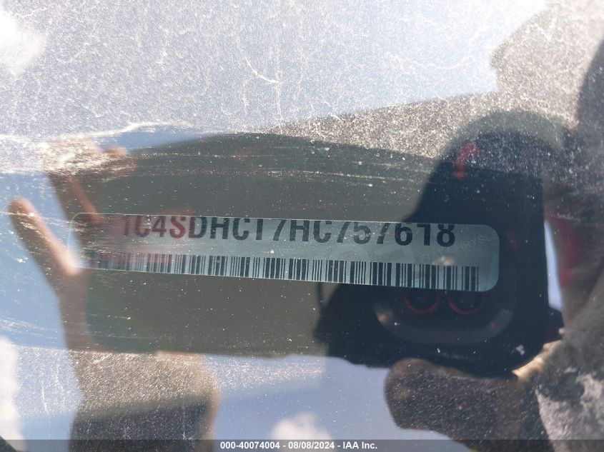 2017 Dodge Durango R/T Rwd VIN: 1C4SDHCT7HC757618 Lot: 40074004