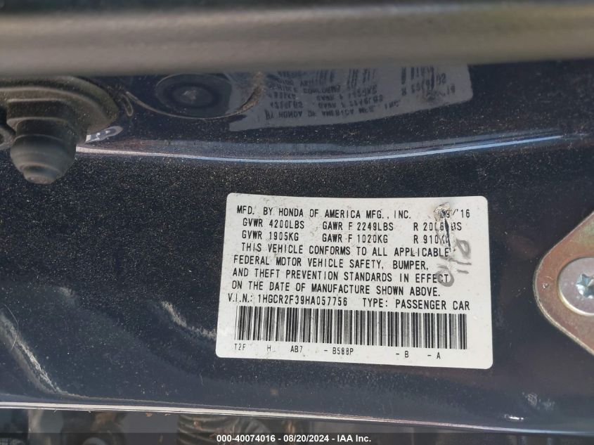 1HGCR2F39HA057756 2017 Honda Accord Lx