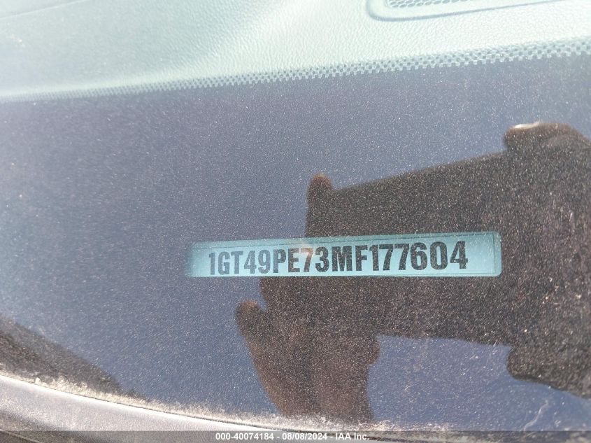 2021 GMC Sierra 2500Hd 4Wd Standard Bed At4 VIN: 1GT49PE73MF177604 Lot: 40074184