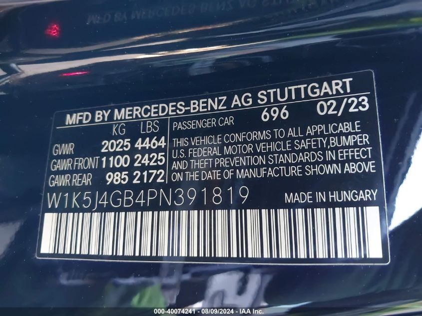 W1K5J4GB4PN391819 2023 Mercedes-Benz Cla 250 Coupe