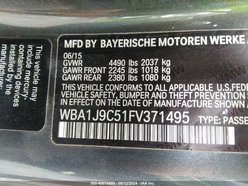 WBA1J9C51FV371495 2015 BMW M235 xDrive