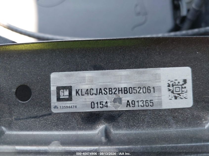 2017 Buick Encore Preferred VIN: KL4CJASB2HB052061 Lot: 40074906