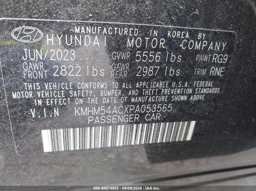 2023 Hyundai Ioniq 6 Limited VIN: KMHM54ACXPA053565 Lot: 40074953