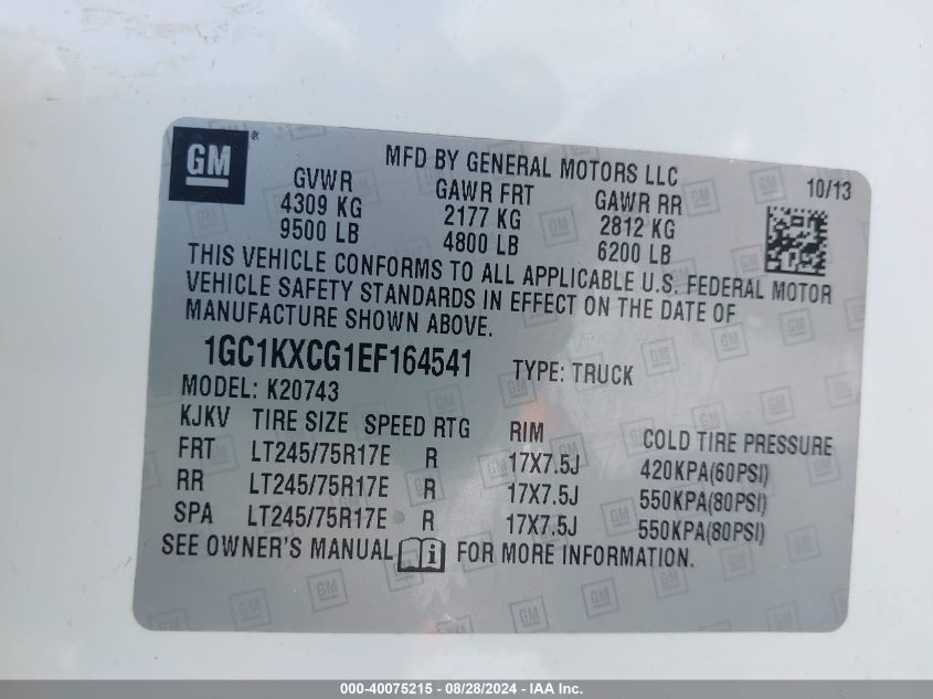 1GC1KXCG1EF164541 2014 Chevrolet Silverado 2500Hd Lt