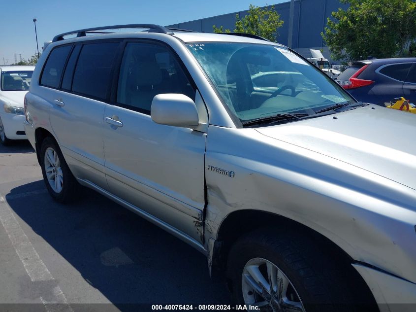 2006 Toyota Highlander Hybrid V6 VIN: JTEDW21A960015247 Lot: 40075424