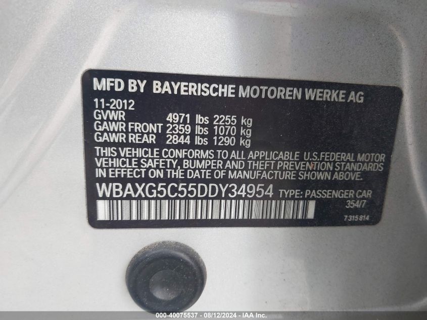 WBAXG5C55DDY34954 2013 BMW 528I