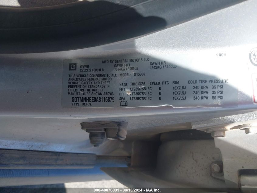 2010 Hummer H3 Suv Adventure VIN: 5GTMNHEE0A8116879 Lot: 40076091