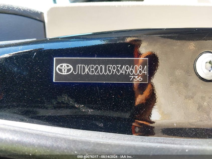 2009 Toyota Prius VIN: JTDKB20U393496084 Lot: 40076317