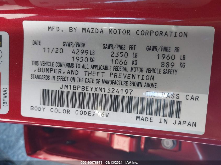 VIN JM1BPBEYXM1324197 2021 MAZDA MAZDA3 2.5 TURBO PREMIUM PLUS