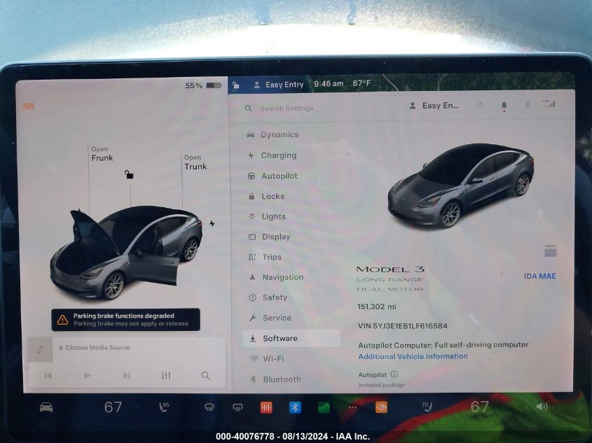 2020 Tesla Model 3 Long Range Dual Motor All-Wheel Drive VIN: 5YJ3E1EB1LF616584 Lot: 40076778