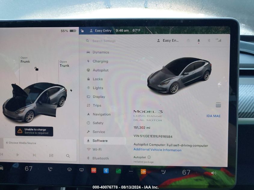 2020 Tesla Model 3 Long Range Dual Motor All-Wheel Drive VIN: 5YJ3E1EB1LF616584 Lot: 40076778