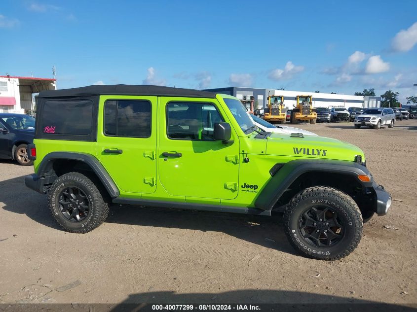 2021 Jeep Wrangler Unlimited Willys 4X4 VIN: 1C4HJXDG5MW827818 Lot: 40077299