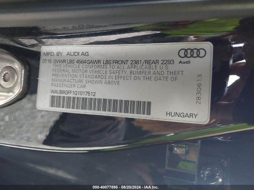 2016 AUDI A3 2.0T PREMIUM - WAUB8GFF1G1017512