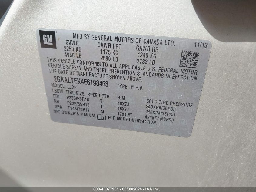 2014 GMC TERRAIN SLT-2 - 2GKALTEK4E6198463