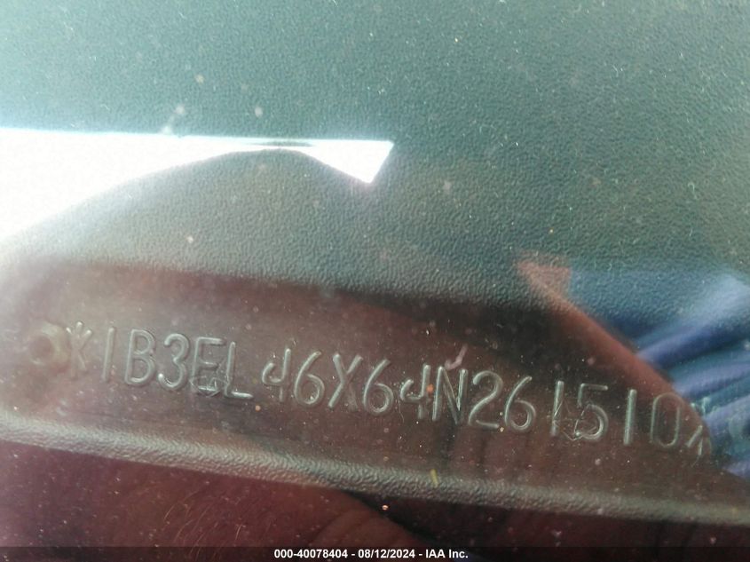 2004 Dodge Stratus Sxt VIN: 1B3EL46X64N261510 Lot: 40078404